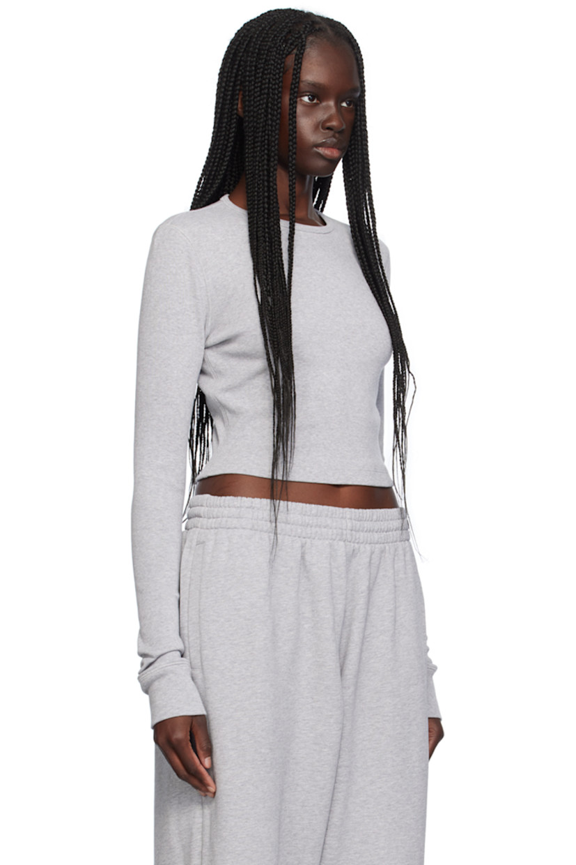 Stretch cotton jersey T-shirt. 

· Rib knit crewneck and cuffs
· Cropped hem

Part of the WARDROBE.NYC x Hailey Bieber collaboration.

Supplier color: Grey marl