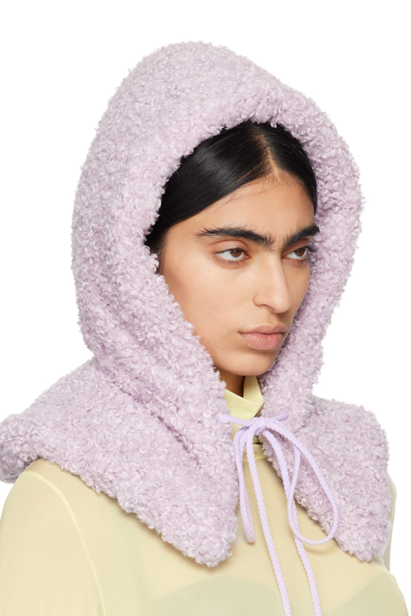 Insulated faux-fur bonnet in purple. 

· Self-tie chin strap
· Cotton jersey lining 

Supplier color: Lilac