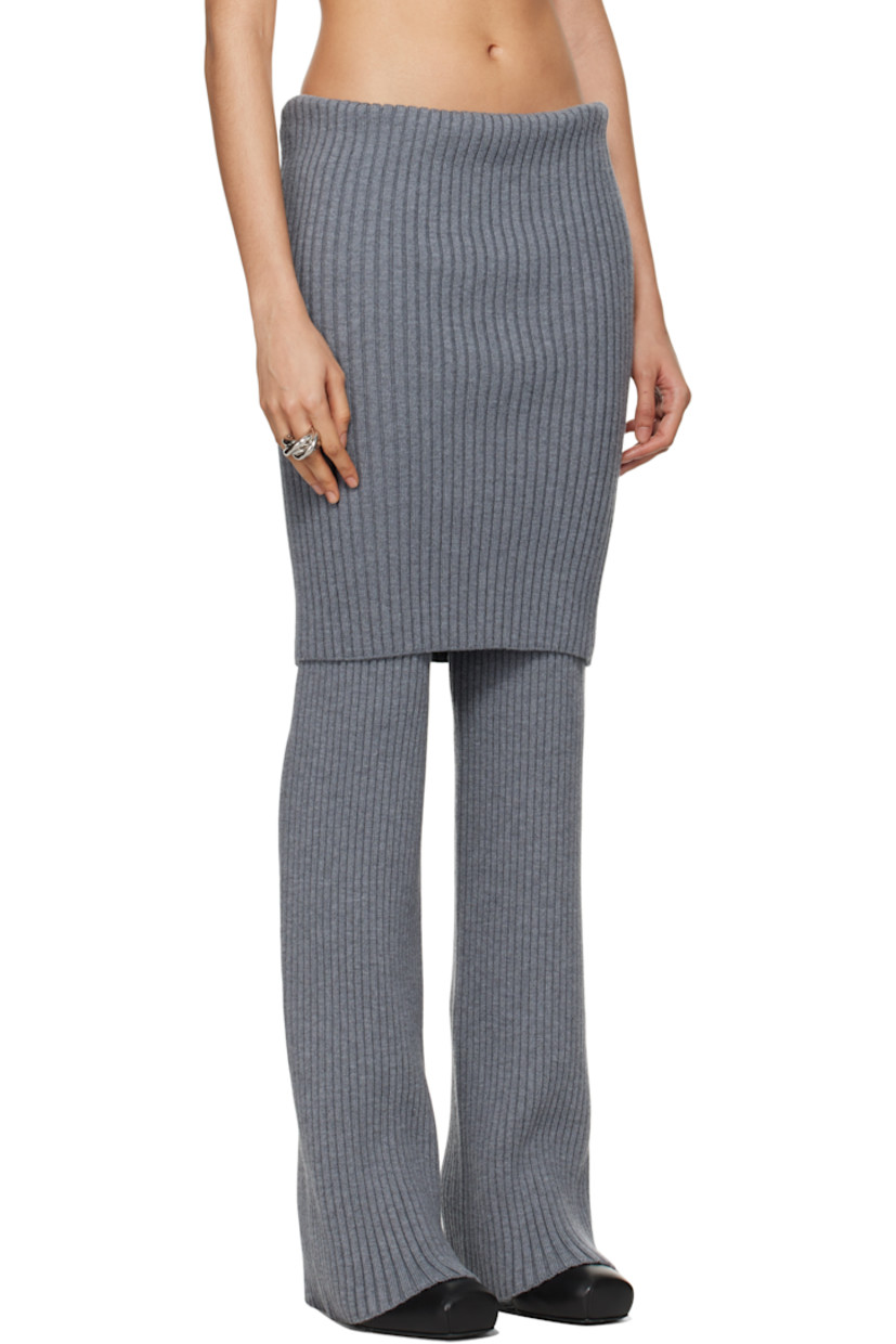 Rib-knit extrafine merino wool lounge pants. Skirt-style foldover waistband.

Supplier color: Grey melange