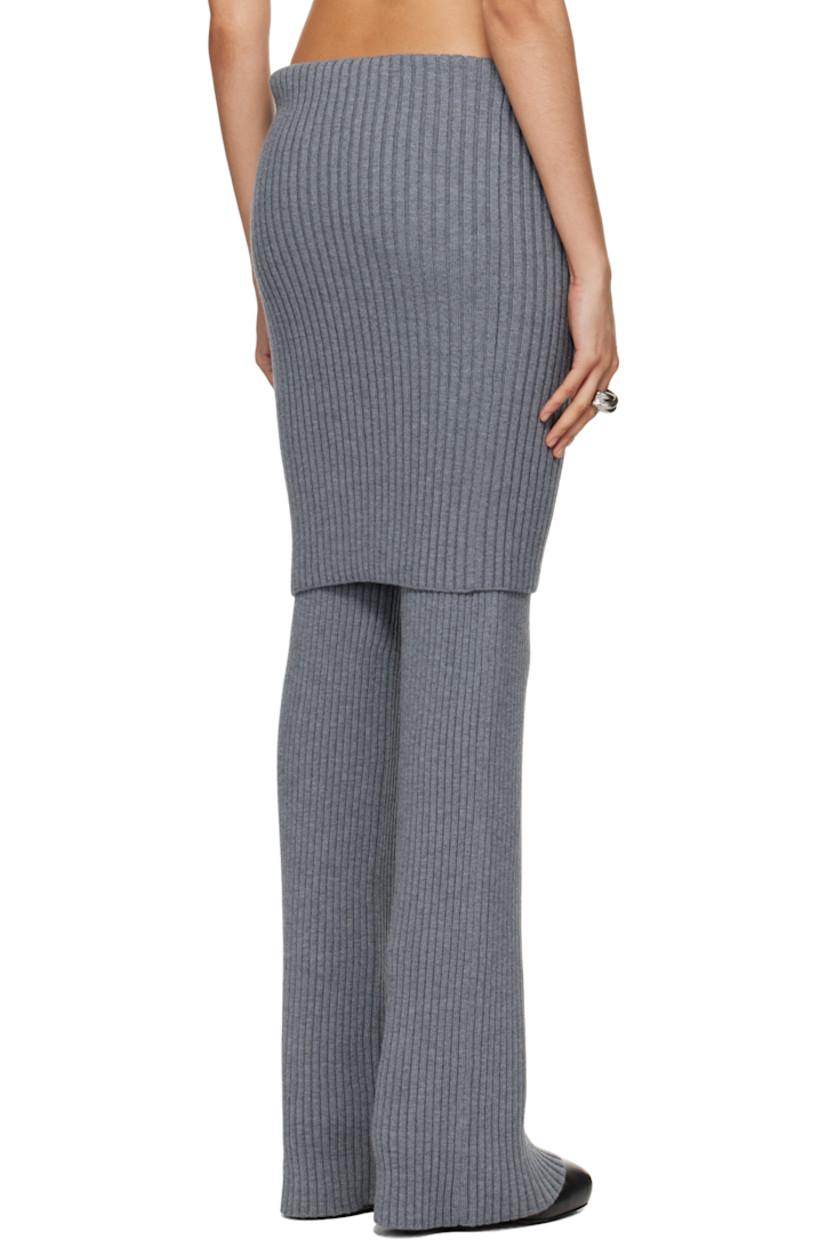 Rib-knit extrafine merino wool lounge pants. Skirt-style foldover waistband.

Supplier color: Grey melange