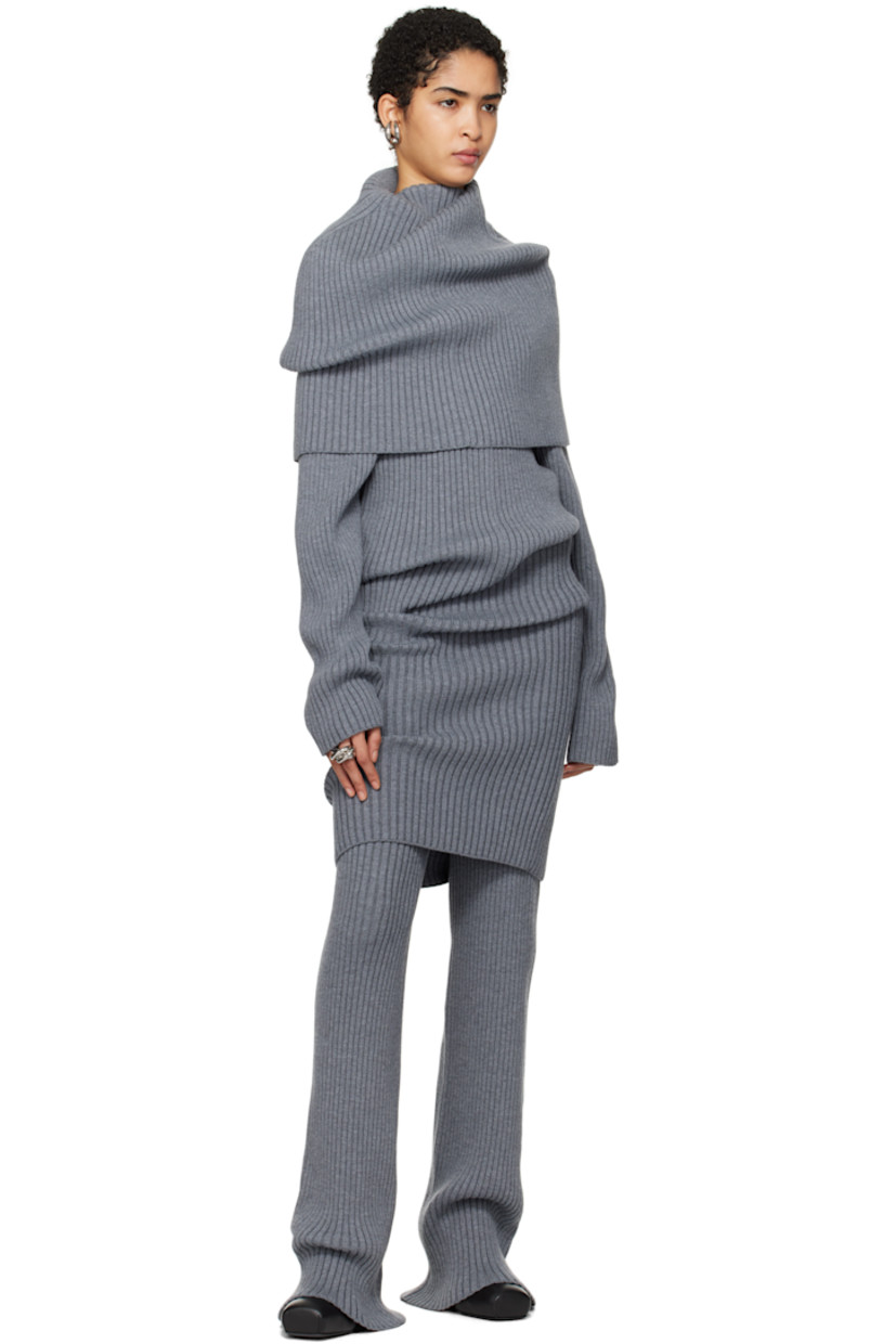 Rib-knit extrafine merino wool lounge pants. Skirt-style foldover waistband.

Supplier color: Grey melange