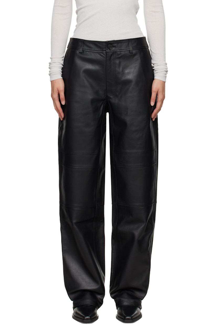 Relaxed-fit straight-leg buffed lambskin pants.

· Paneled construction
· High-rise
· Belt loops
· Four-pocket styling
· Zip-fly

Part of the Proenza Schouler White Label collection.

Supplier color: Black