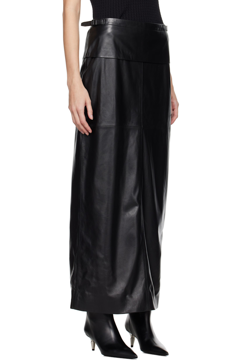 Grained nappa lambskin maxi skirt.

· Low-rise 
· Adjustable cinch-tabs at waistband
· Concealed zip closure at side
· Central vent at back hem
· Viscose- and polyester-blend satin lining

Supplier color: Black