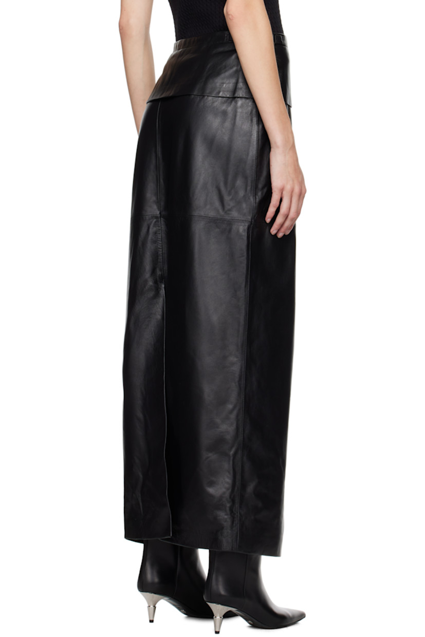Grained nappa lambskin maxi skirt.

· Low-rise 
· Adjustable cinch-tabs at waistband
· Concealed zip closure at side
· Central vent at back hem
· Viscose- and polyester-blend satin lining

Supplier color: Black