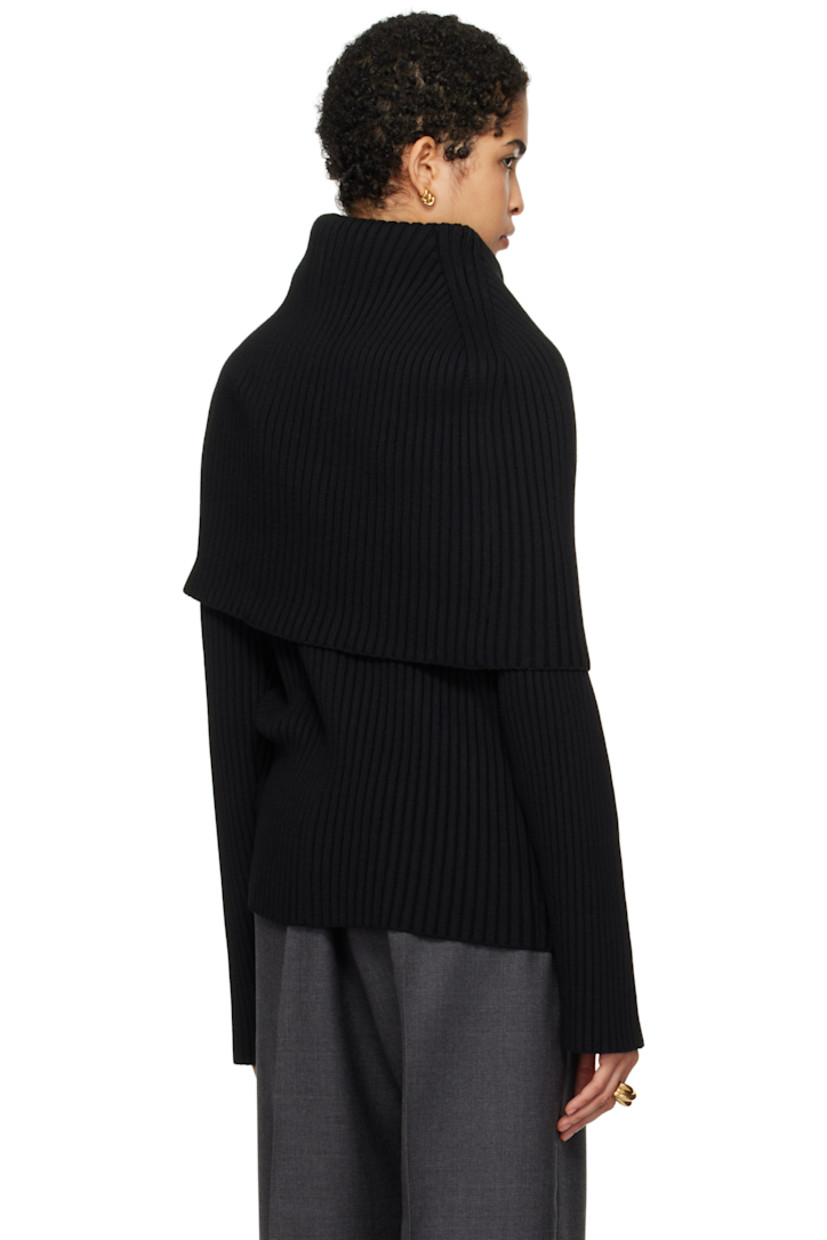 Rib-knit extrafine merino wool turtleneck.

· Cape-style foldover collar
· Extended cuffs

Supplier color: Black