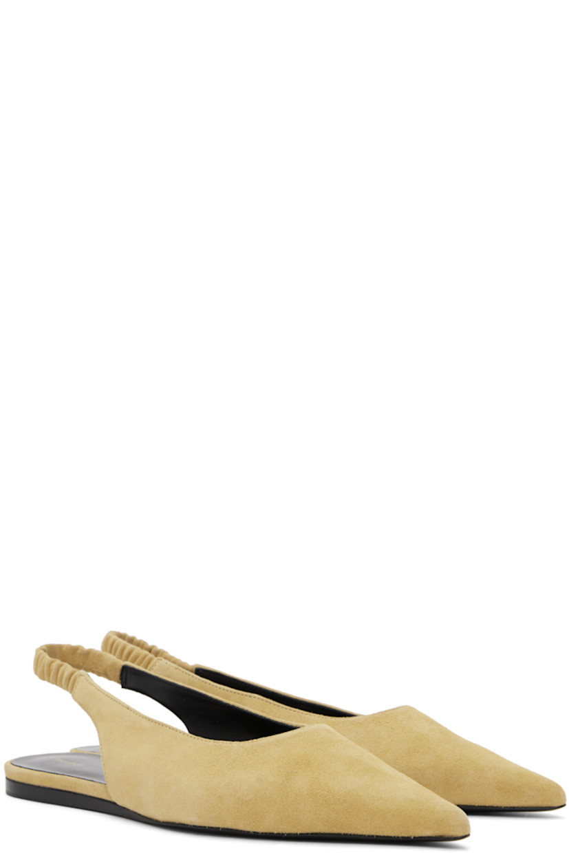 Kidskin suede ballerina flats in beige.

· Pointed toe
· Elasticized slingback strap
· Logo stamp at footbed
· Leather sole with rubber injection

Supplier color: Natural