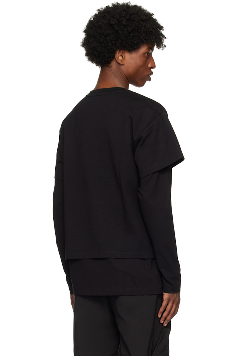 Stretch cotton-blend jersey T-shirt. 

· Layered construction
· Rib-knit crewneck 

Supplier color: Black