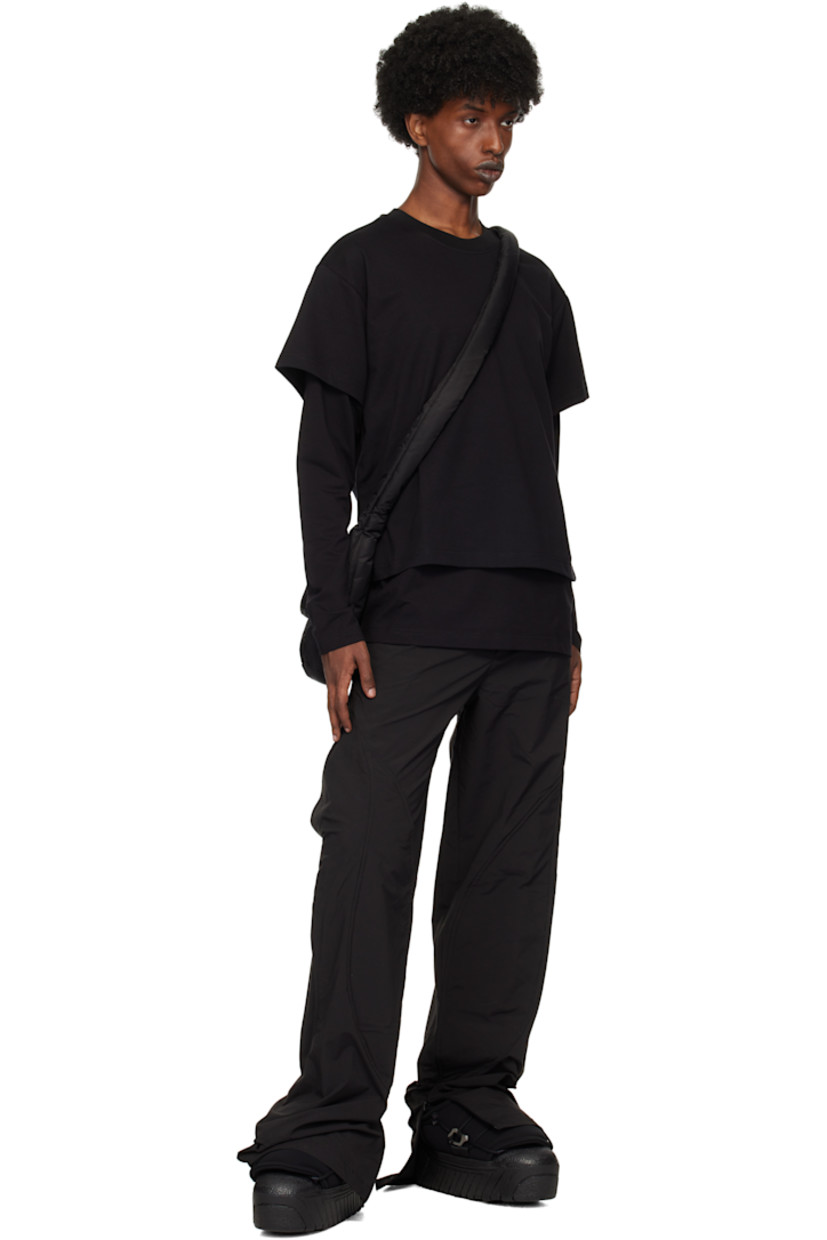 Stretch cotton-blend jersey T-shirt. 

· Layered construction
· Rib-knit crewneck 

Supplier color: Black