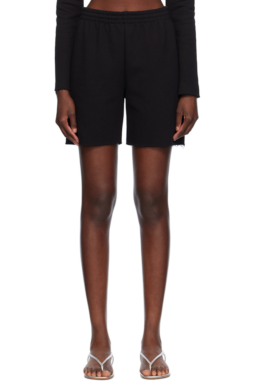Cotton fleece shorts. 

· Concealed drawstring at elasticized waistband
· Single-pocket styling
· Raw edge at cuffs

Supplier color: Black