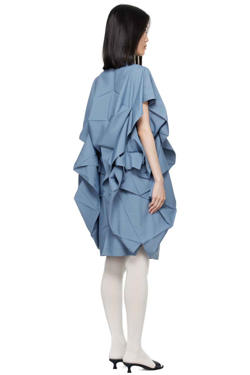 Recycled polyester canvas dress. Creases and draping throughout.

· Layered construction
· Boat neck
· Unlined

Supplier color: Blue