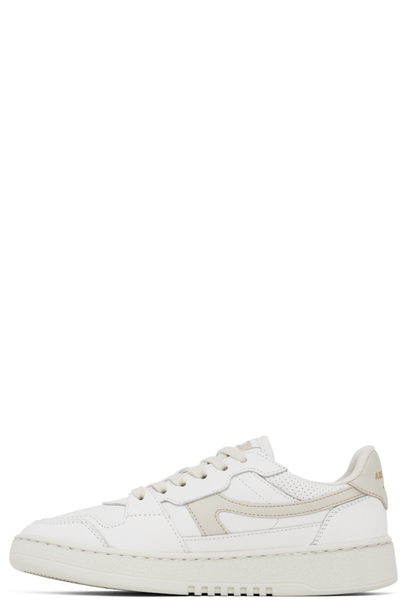 Handcrafted low-top buffed leather and SEAQUAL® YARN canvas sneakers in white and beige.

· Perforated detailing throughout
· Lace-up closure
· Logo patch at padded tongue
· Padded collar
· Logo appliqué at sides
· Logo stamp at outer side and heel tab
· Recycled mesh and faux-suede lining
· Logo embossed at textured rubber midsole
· Treaded rubber sole 

Supplier color: White/Beige