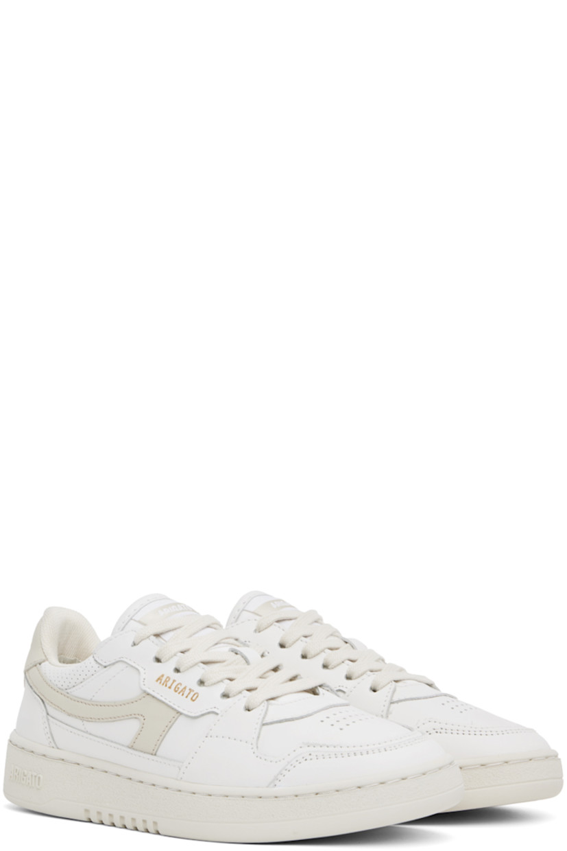 Handcrafted low-top buffed leather and SEAQUAL® YARN canvas sneakers in white and beige.

· Perforated detailing throughout
· Lace-up closure
· Logo patch at padded tongue
· Padded collar
· Logo appliqué at sides
· Logo stamp at outer side and heel tab
· Recycled mesh and faux-suede lining
· Logo embossed at textured rubber midsole
· Treaded rubber sole 

Supplier color: White/Beige
