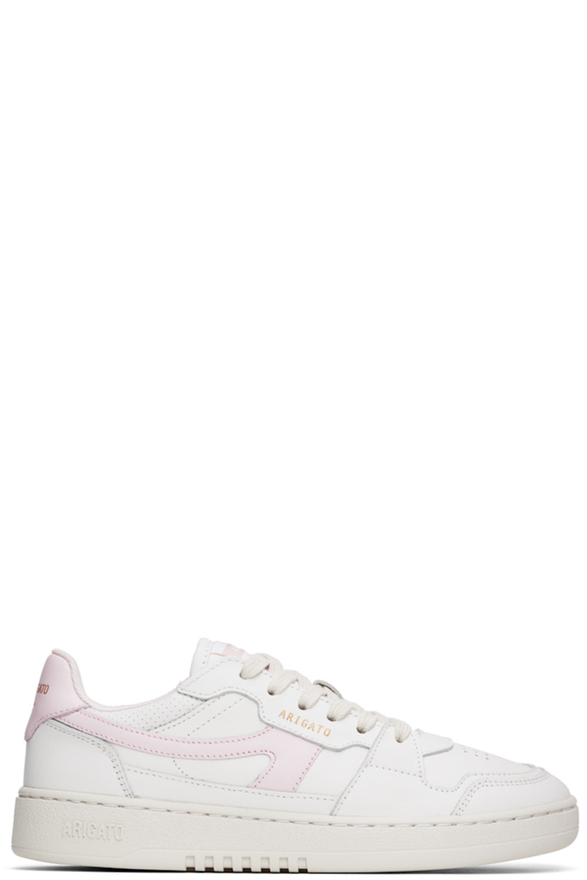 Handcrafted low-top buffed leather and SEAQUAL® YARN canvas sneakers in white and pink.

· Perforated detailing throughout
· Lace-up closure
· Logo patch at padded tongue
· Padded collar
· Logo appliqué at sides
· Logo stamp at outer side and heel tab
· Recycled mesh and faux-suede lining
· Logo embossed at textured rubber midsole
· Treaded rubber sole 

Supplier color: White/Pink