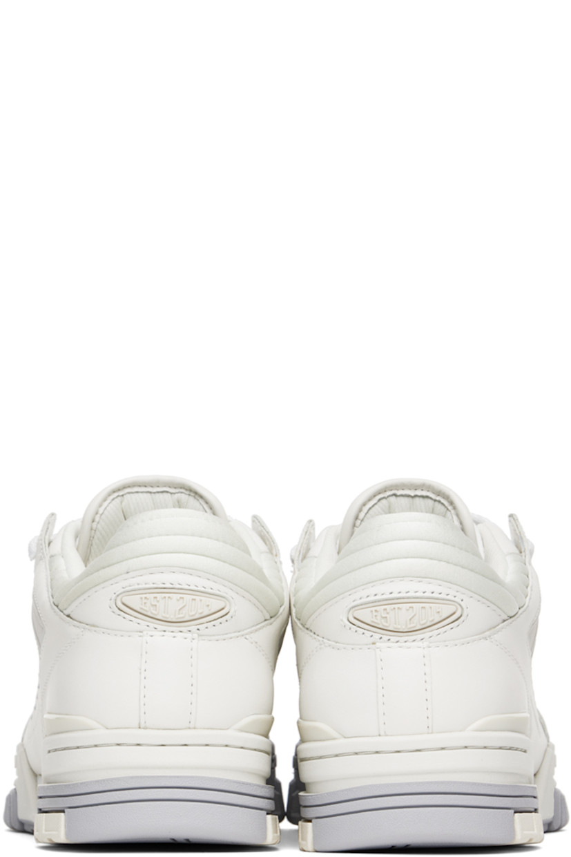 Handcrafted low-top buffed leather and recycled jersey sneakers in white.

· Perforated detailing throughout
· Lace-up closure
· Rubberized logo patch at padded tongue
· Padded collar
· Rubberized logo appliqué at outer side and heel
· Logo embossed at outer side
· Recycled mesh lining
· EVA foam rubber midsole
· Treaded rubber sole

Supplier color: White/Beige