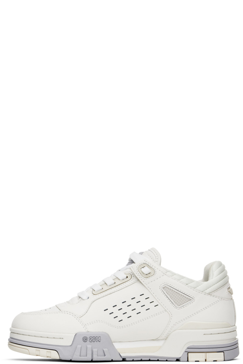 Handcrafted low-top buffed leather and recycled jersey sneakers in white.

· Perforated detailing throughout
· Lace-up closure
· Rubberized logo patch at padded tongue
· Padded collar
· Rubberized logo appliqué at outer side and heel
· Logo embossed at outer side
· Recycled mesh lining
· EVA foam rubber midsole
· Treaded rubber sole

Supplier color: White/Beige