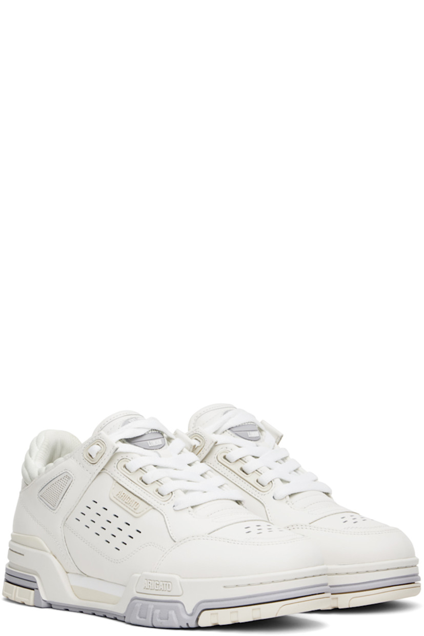 Handcrafted low-top buffed leather and recycled jersey sneakers in white.

· Perforated detailing throughout
· Lace-up closure
· Rubberized logo patch at padded tongue
· Padded collar
· Rubberized logo appliqué at outer side and heel
· Logo embossed at outer side
· Recycled mesh lining
· EVA foam rubber midsole
· Treaded rubber sole

Supplier color: White/Beige