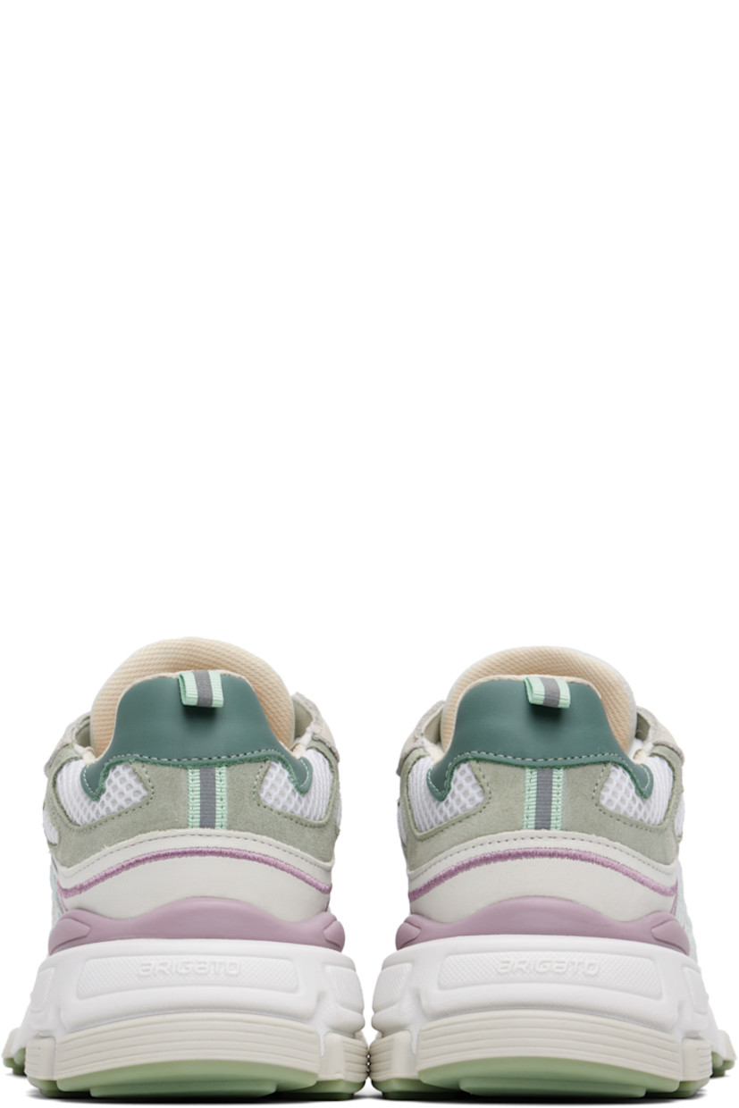 Low-top buffed leather, nubuck, and mesh sneakers in white and green. 

· Handcrafted
· Lace-up closure
· Rubberized logo appliqué at padded tongue
· Padded collar
· Logo printed at outer side 
· Reflective pull-loop at heel tab 
· Logo embossed at heel 
· Recycled mesh and faux-suede lining
· Treaded rubber sole

Supplier color: White/Multi