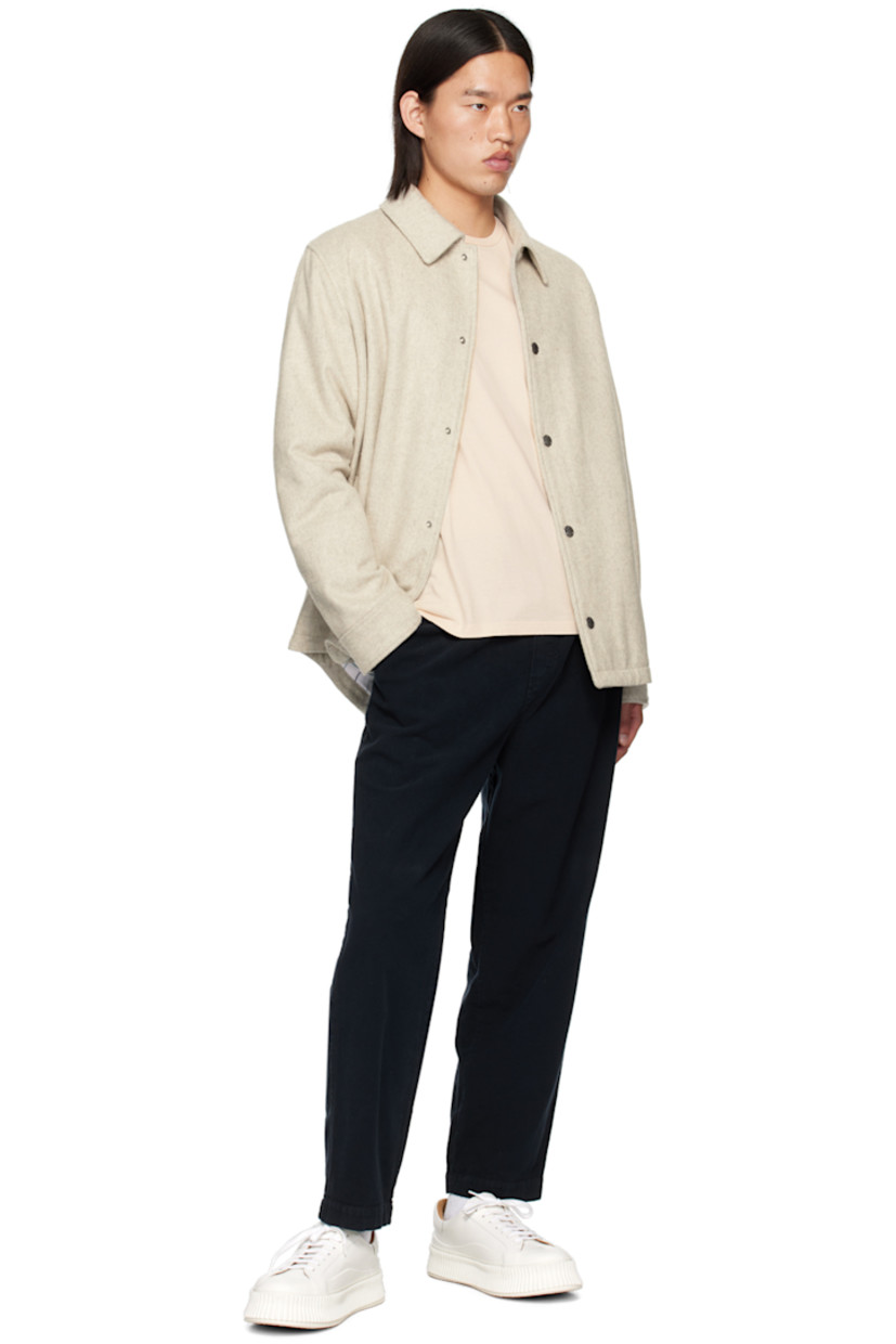 Handcrafted stretch cotton flannel trousers. 

· Concealed drawstring at elasticized waistband
· Four-pocket styling
· Mock-fly

Supplier color: Navy
