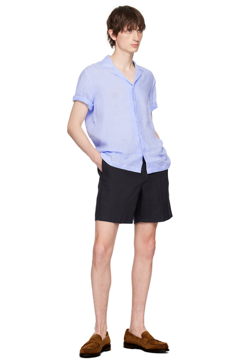Relaxed-fit linen hopsack shorts.

· Drawstring at elasticized waistband
· Four-pocket styling
· Zip-fly

Supplier color: Night iris