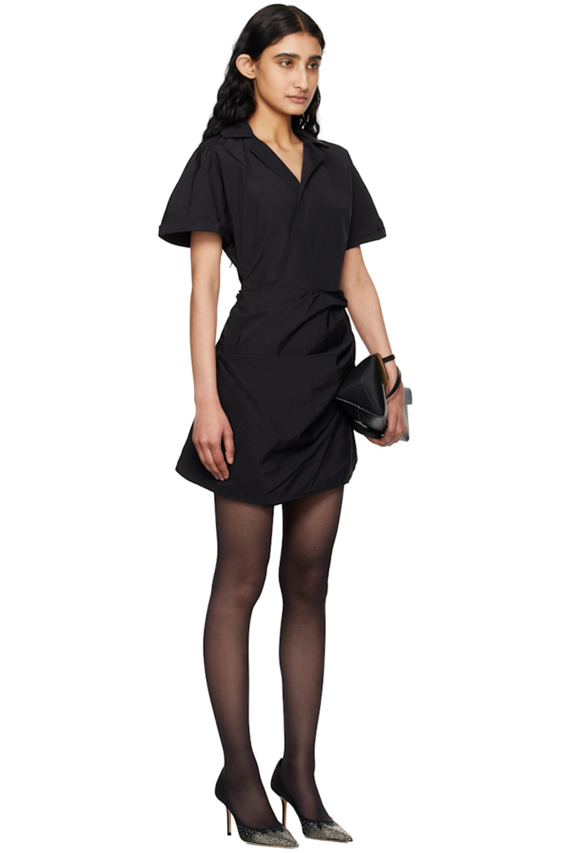 Cotton- and nylon-blend taffeta dress. 

· Draped construction
· Wrap construction
· Notched lapel
· Zip closure at side seam

Supplier color: Black