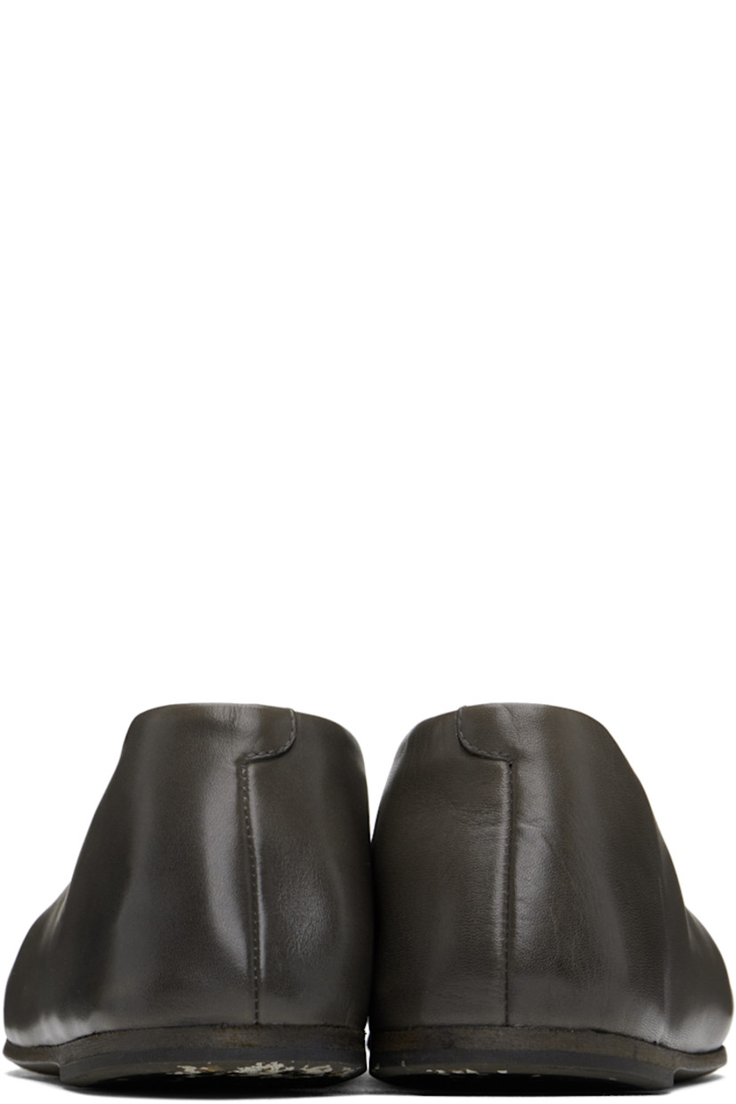 Grained leather ballerina flats in gray. 

· Square toe
· Logo embossed at padded footbed
· Buffed leather and suede lining
· Hand-painted leather sole with recycled rubber injection

Supplier color: Mortar