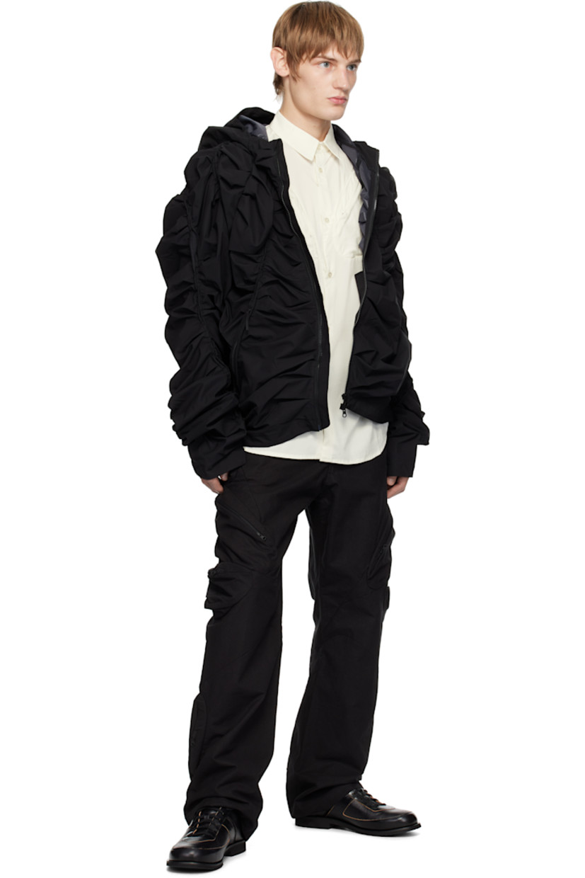 Polyester taffeta jacket. Ruching, pleats, and stretch jersey panels throughout

· Hood at stand collar
· Two-way zip closure
· Zip pockets
· Bungee-style drawstring at hem

Part of the 7.0 collection.

Supplier color: Black