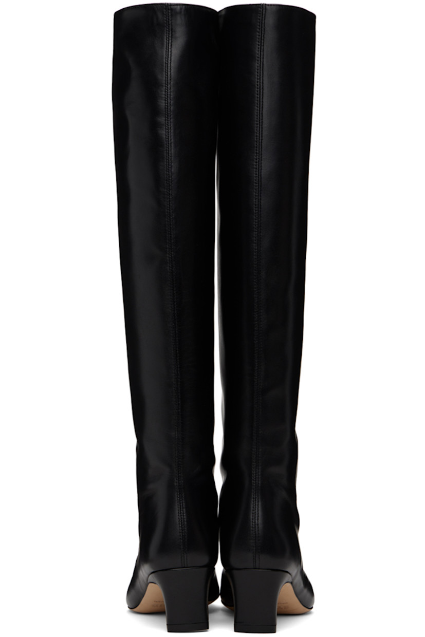 Knee-high nappa leather boots in black.

· Pointed square toe
· Buffed leather and suede lining
· Covered kitten heel with rubber injection
· Nubuck sole
· Heel: H2"

Supplier color: Black
