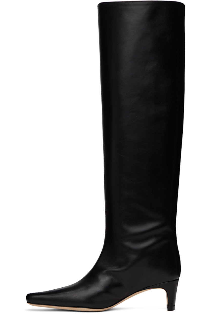 Knee-high nappa leather boots in black.

· Pointed square toe
· Buffed leather and suede lining
· Covered kitten heel with rubber injection
· Nubuck sole
· Heel: H2"

Supplier color: Black
