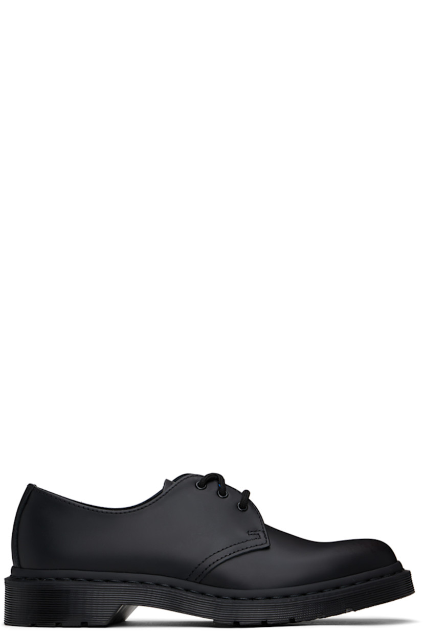 Polished leather derbys in black.

· Lace-up closure
· Buffed leather lining
· Heat-sealed Goodyear welt
· Treaded Air Cushion rubber sole

Supplier color: Black smooth