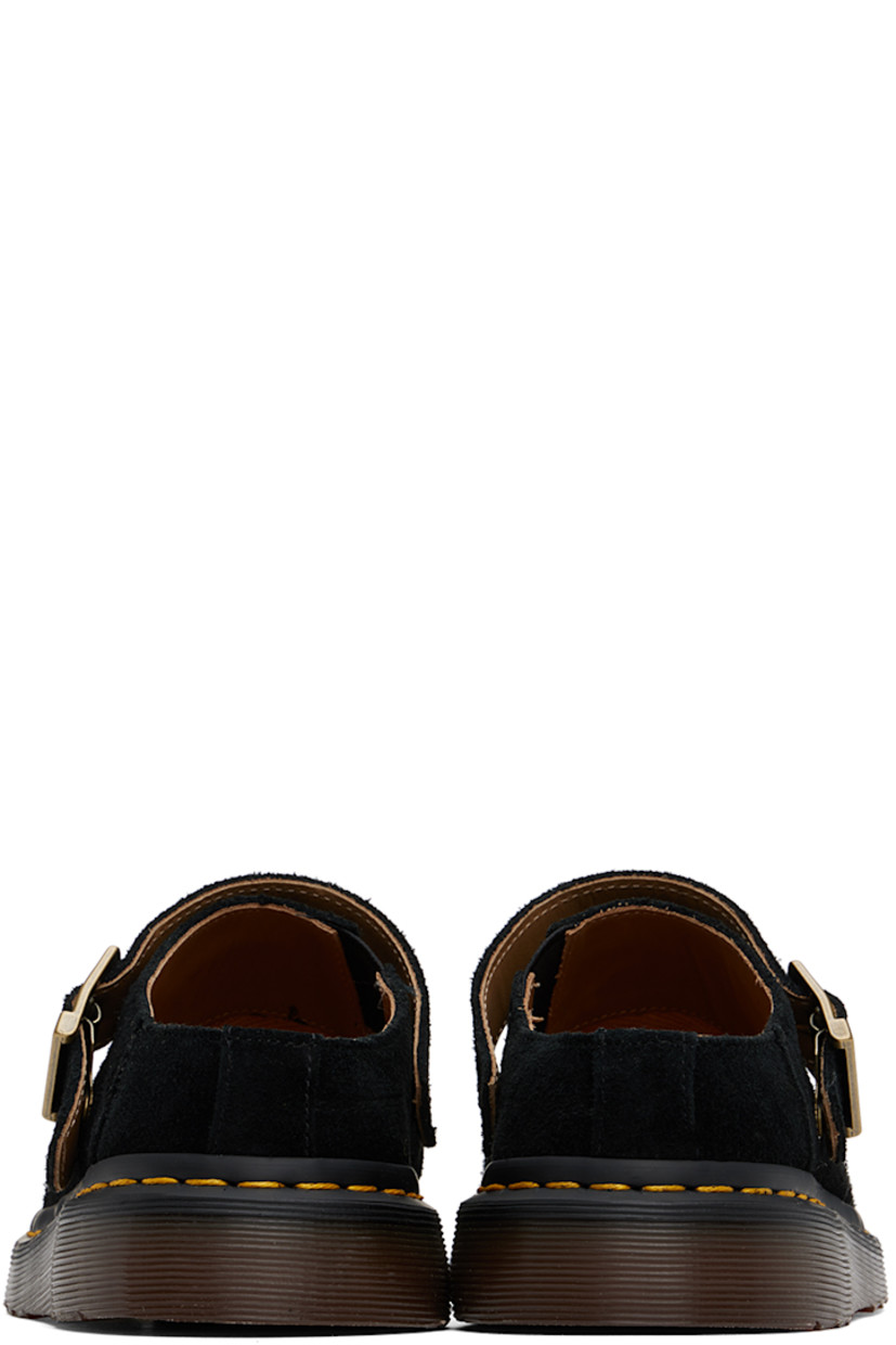Suede slip-on mules in black.

· Logo tag at convertible pin-buckle strap
· Elasticized gusset at inner side
· Buffed leather lining
· Padded suede footbed
· Yellow topstitching at heat-sealed Goodyear welt
· Treaded Air Cushion rubber sole
· Logo-engraved antiqued gold-tone hardware

Supplier color: Black
