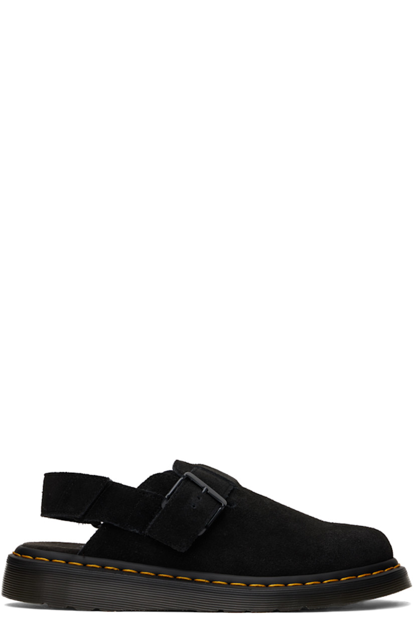 Suede loafers in black.

· Pin-buckle strap at vamp
· Velcro slingback strap
· Logo stamp at padded suede footbed
· Buffed leather lining
· Yellow topstitching at heat-sealed Goodyear welt
· Treaded Air Cushion rubber sole

Supplier color: Black E.H. suede