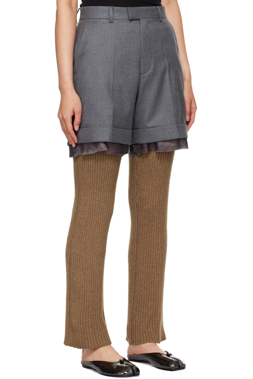 Straight-leg rib knit stretch wool trousers. Rayon- and wool-blend twill short-style overlay. 

· Layered construction
· Belt loops
· Four-pocket styling
· Zip-fly

Supplier color: Gray