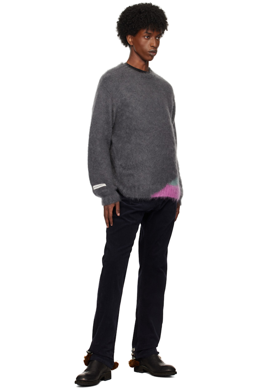 Cotton corduroy trousers. 

· Belt loops
· Five-pocket styling
· Zip fly
· Pintuck at front pockets
· Logo patch at back waistband
· Logo patch at back pocket
· Beaded and fringed trim at back cuffs

Supplier color: Navy