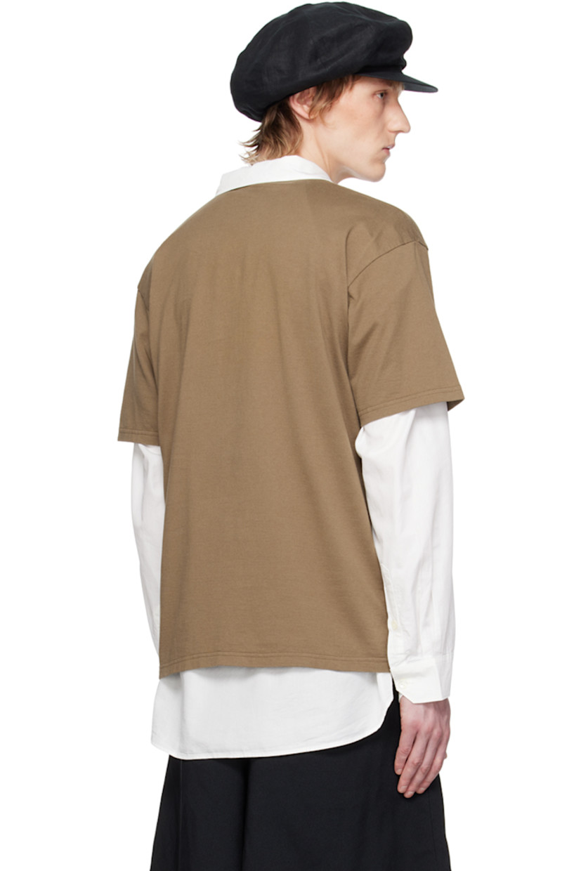 Cotton jersey T-shirt.

· Rib knit crewneck
· Graphic and text printed at front
· Dropped shoulders

Supplier color: Gray beige