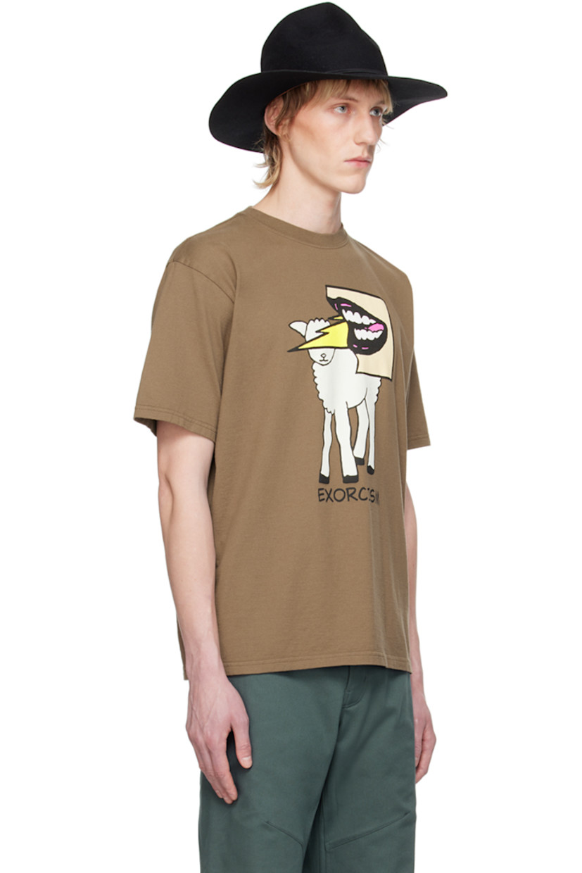 Cotton jersey T-shirt.

· Rib knit crewneck
· Graphic and text printed at front
· Dropped shoulders

Supplier color: Gray beige