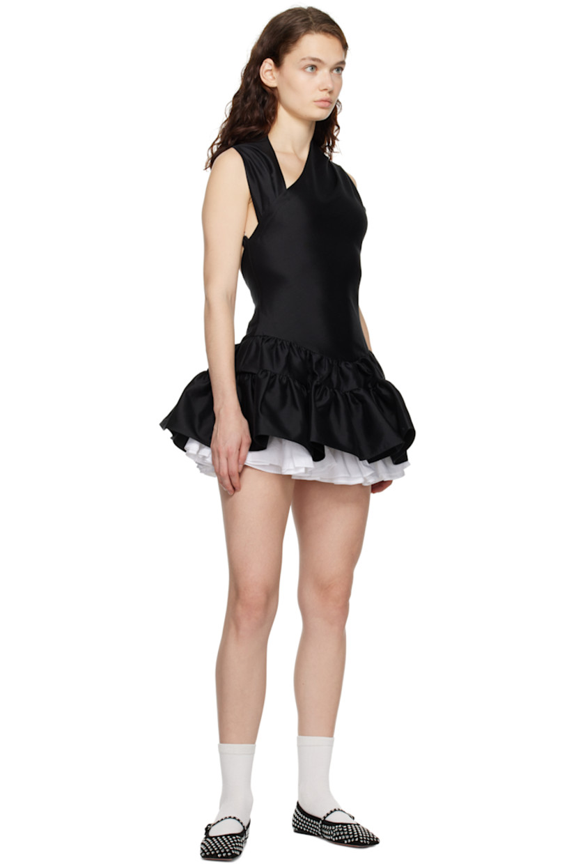 Lambskin suede ballerina flats in black. 

· Perforations and crystal-cut accents throughout
· Asymmetric square toe
· Pin-buckle strap at vamp
· Logo-embossed padded goatskin footbed
· Leather sole with rubber injections

Supplier color: Black