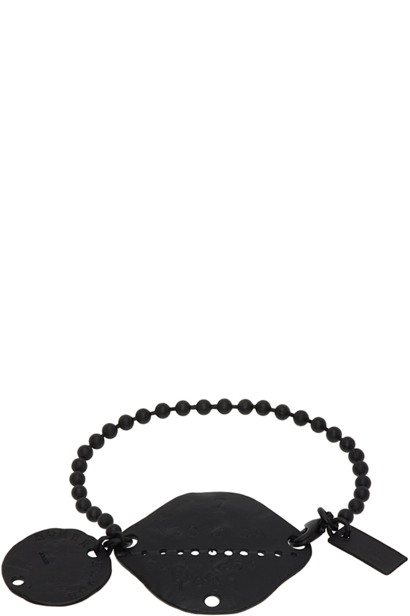 Brass ball chain bracelet in black. 

· Textured text-engraved graphic charms
· Logo plaque at lobster-clasp fastening

Supplier color: Black