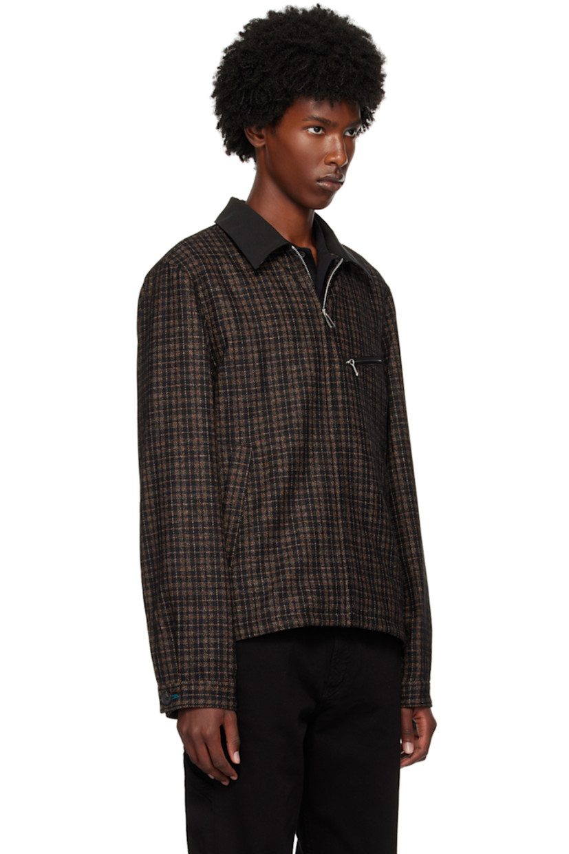 Wool-blend tweed jacket. Check pattern throughout.

· Stand collar
· Zip closure
· Zip pocket at chest
· Welt pockets
· Single-button barrel cuffs
· Welt pocket at interior
· Full sateen lining

Supplier color: Blacks