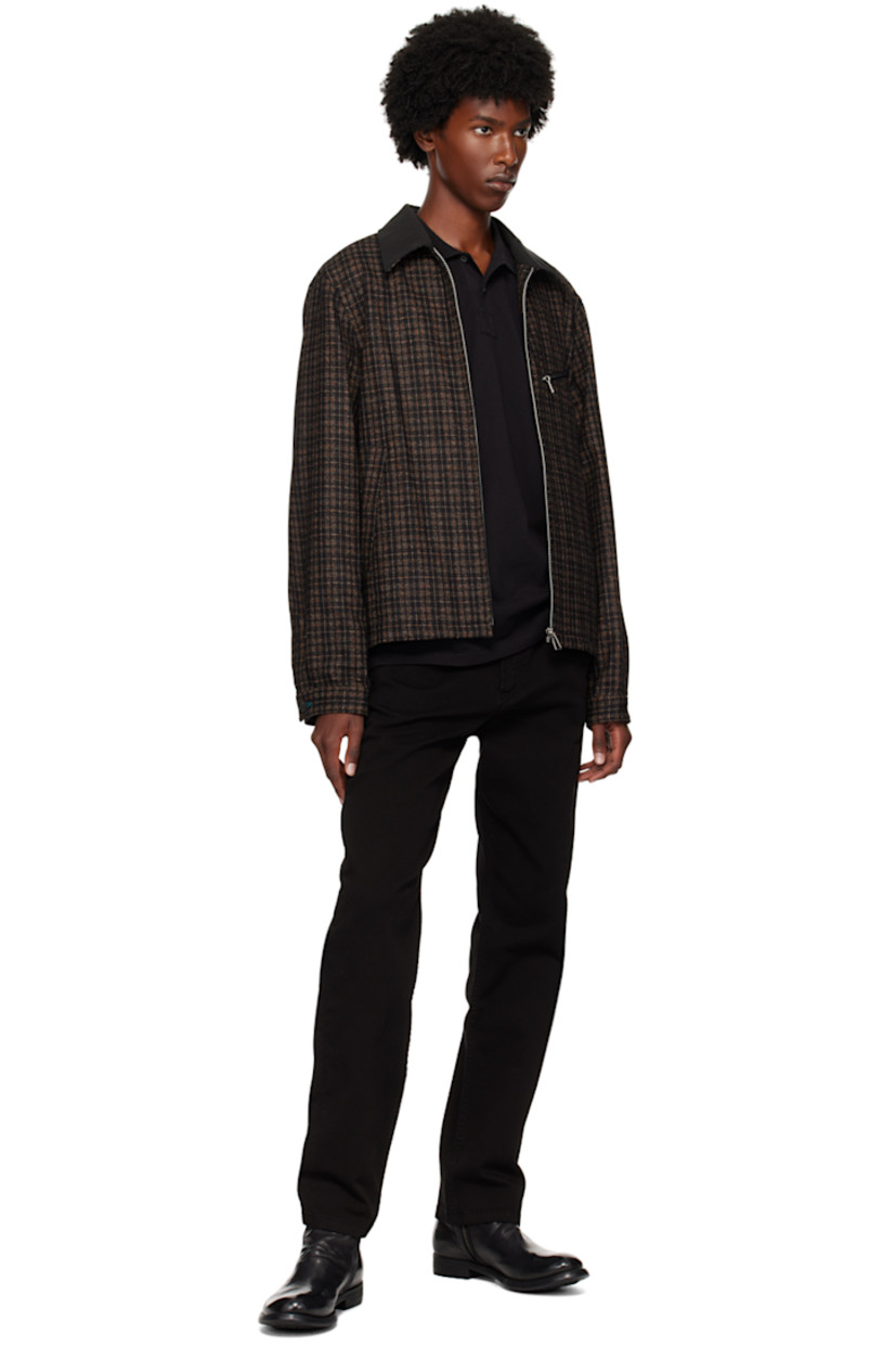 Wool-blend tweed jacket. Check pattern throughout.

· Stand collar
· Zip closure
· Zip pocket at chest
· Welt pockets
· Single-button barrel cuffs
· Welt pocket at interior
· Full sateen lining

Supplier color: Blacks