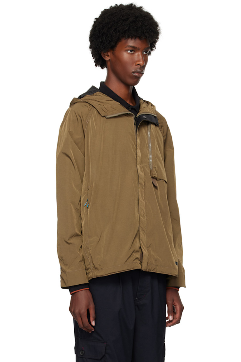 Recycled nylon taffeta jacket.

· Bungee-style drawstring at hood
· Zip closure with press-stud placket
· Zip pockets
· Logo printed at hem
· Concealed bungee-style drawstring at hem
· Press-stud closure at cuffs 
· Patch pockets at interior
· Partial polyester mesh lining

Supplier color: Browns