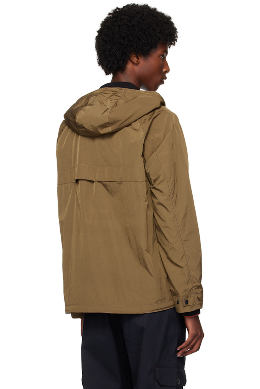 Recycled nylon taffeta jacket.

· Bungee-style drawstring at hood
· Zip closure with press-stud placket
· Zip pockets
· Logo printed at hem
· Concealed bungee-style drawstring at hem
· Press-stud closure at cuffs 
· Patch pockets at interior
· Partial polyester mesh lining

Supplier color: Browns