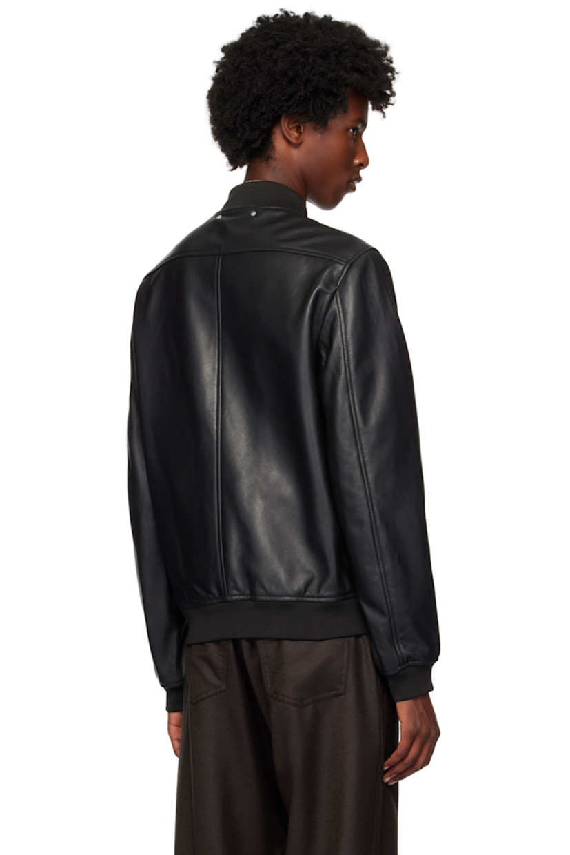 Grained lambskin bomber jacket. 

· Rib knit stand collar, hem, and cuffs
· Zip closure
· Zip pockets
· Welt pockets at interior
· Full viscose twill lining
· Logo-engraved silver-tone hardware

Supplier color: Blacks