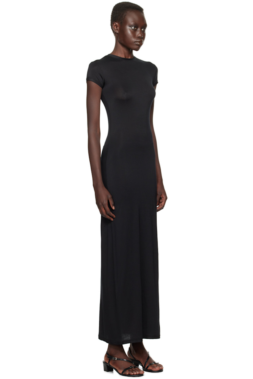 Semi-sheer 120 gsm stretch Tencel™ lyocell jersey midi dress.

· Lightweight and breathable
· Crewneck

Supplier color: Black