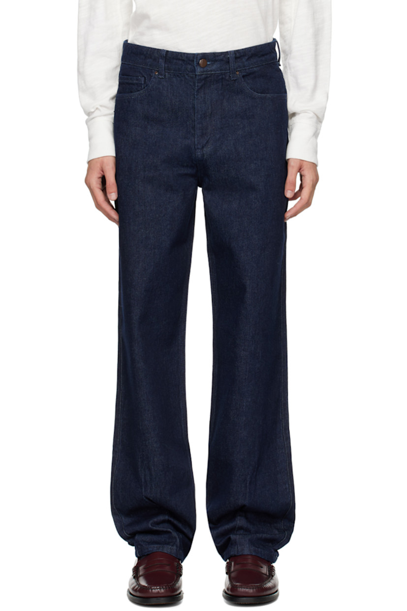 Straight-leg non-stretch denim jeans.

· Belt loops
· Five-pocket styling
· Zip-fly
· Logo patch at back waistband

Supplier color: Profondo