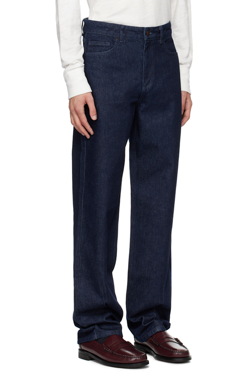 Straight-leg non-stretch denim jeans.

· Belt loops
· Five-pocket styling
· Zip-fly
· Logo patch at back waistband

Supplier color: Profondo