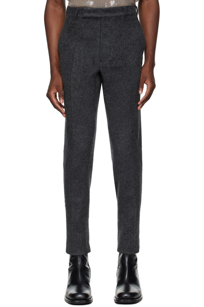 Brushed knit wool-blend trousers.

· Belt loops
· Four-pocket styling
· Button-fly
· Creased legs

Supplier color: Grigio antracite