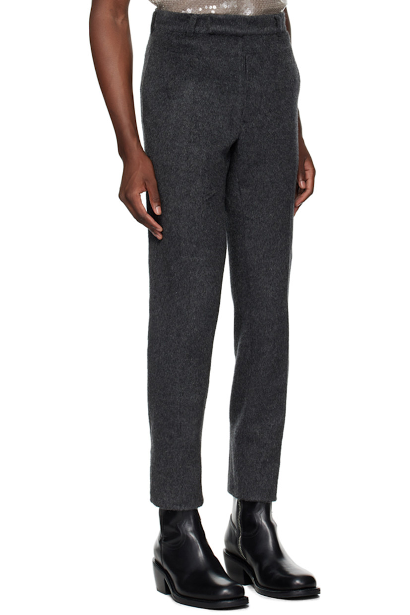 Brushed knit wool-blend trousers.

· Belt loops
· Four-pocket styling
· Button-fly
· Creased legs

Supplier color: Grigio antracite