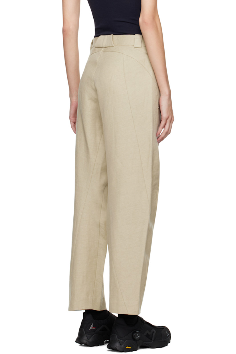 Wool- and linen-blend twill trousers. Knotted accents throughout. 

· Belt loops
· Two-pocket styling 
· Zip-fly 
· Twisted inseams and outseams

Supplier color: Beige