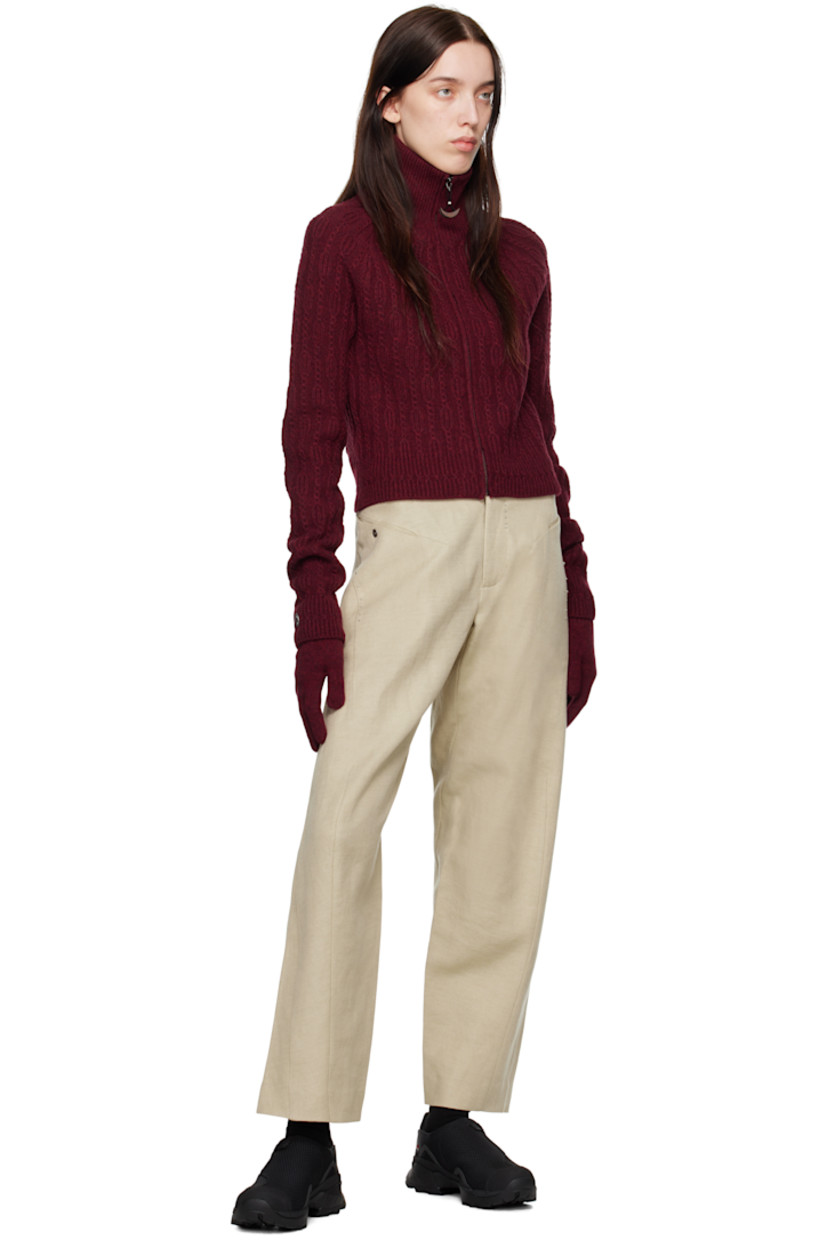 Wool- and linen-blend twill trousers. Knotted accents throughout. 

· Belt loops
· Two-pocket styling 
· Zip-fly 
· Twisted inseams and outseams

Supplier color: Beige