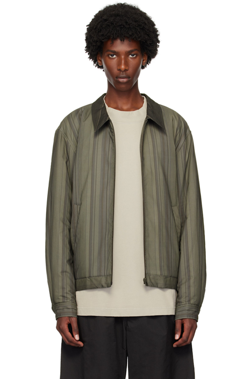 Cotton taffeta jacket. Stripes throughout.

· Spread collar
· Zip closure
· Partially elasticized hem
· Pleats at single-button barrel cuffs
· Full satin lining

Supplier color: Khaki